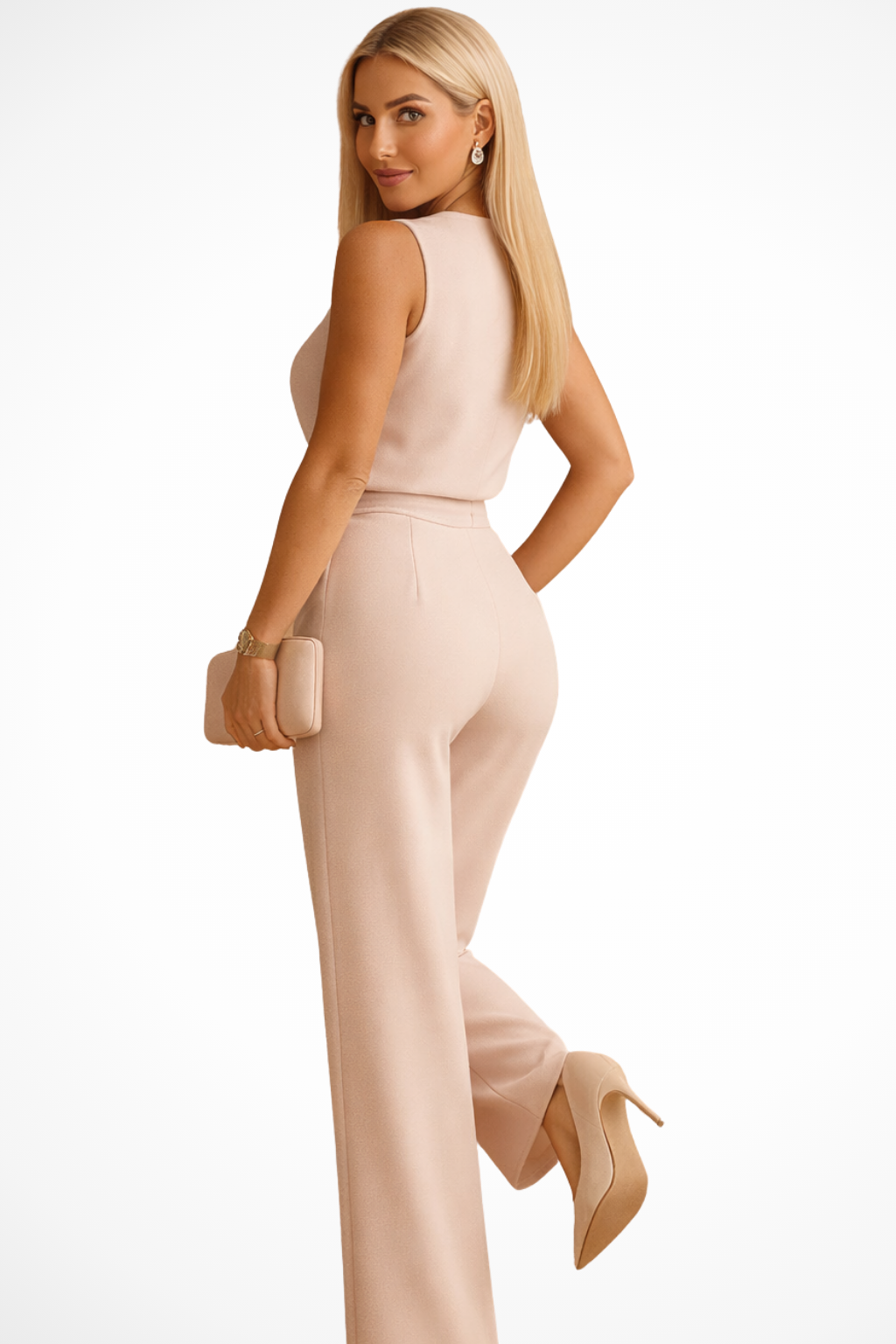 Women's Wide Leg Formal Jumpsuit | Tailored Wrap Style | Elegant Design for Office or Events