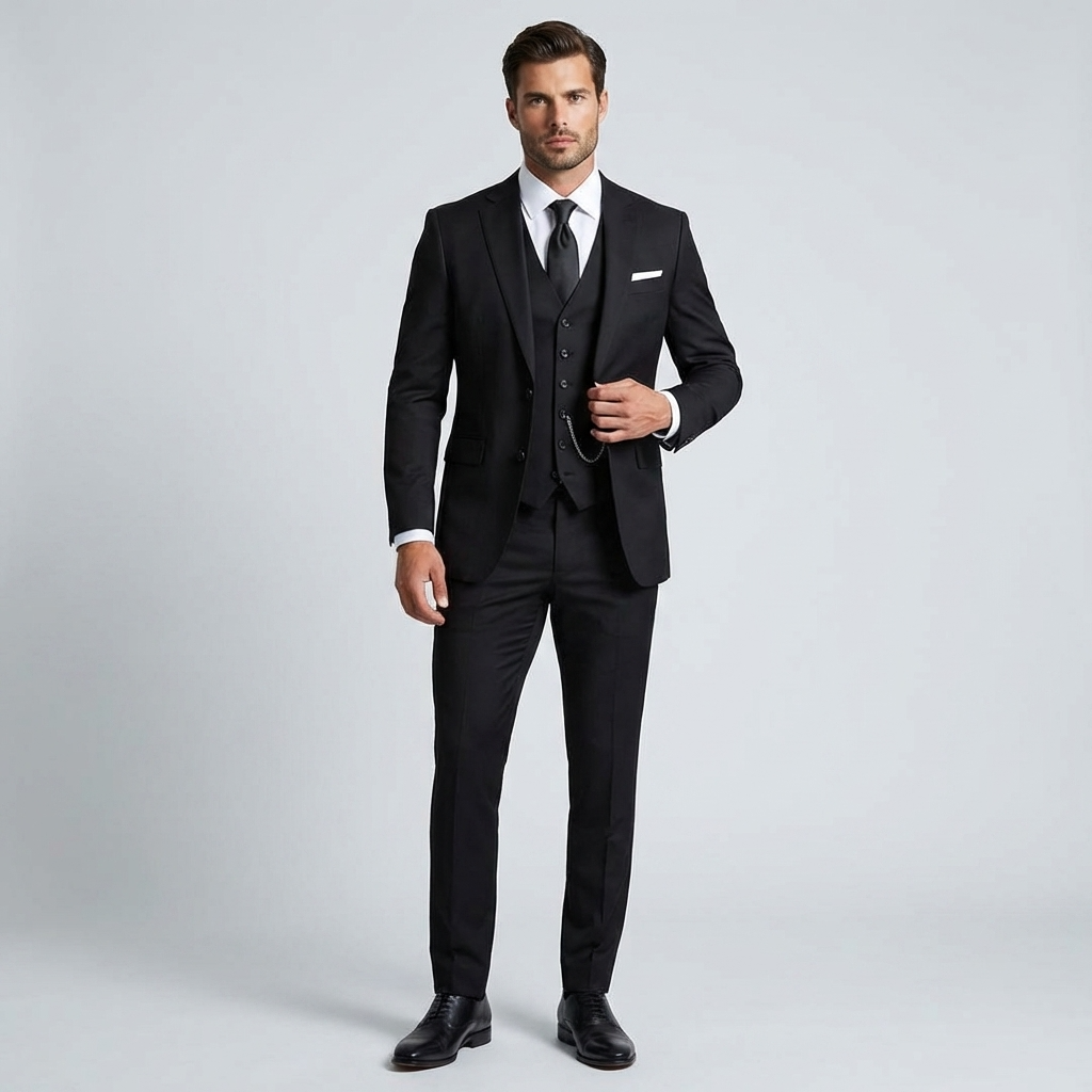 Men's Slim Fit Three-Piece Suit Blend for Weddings and Groomsmen