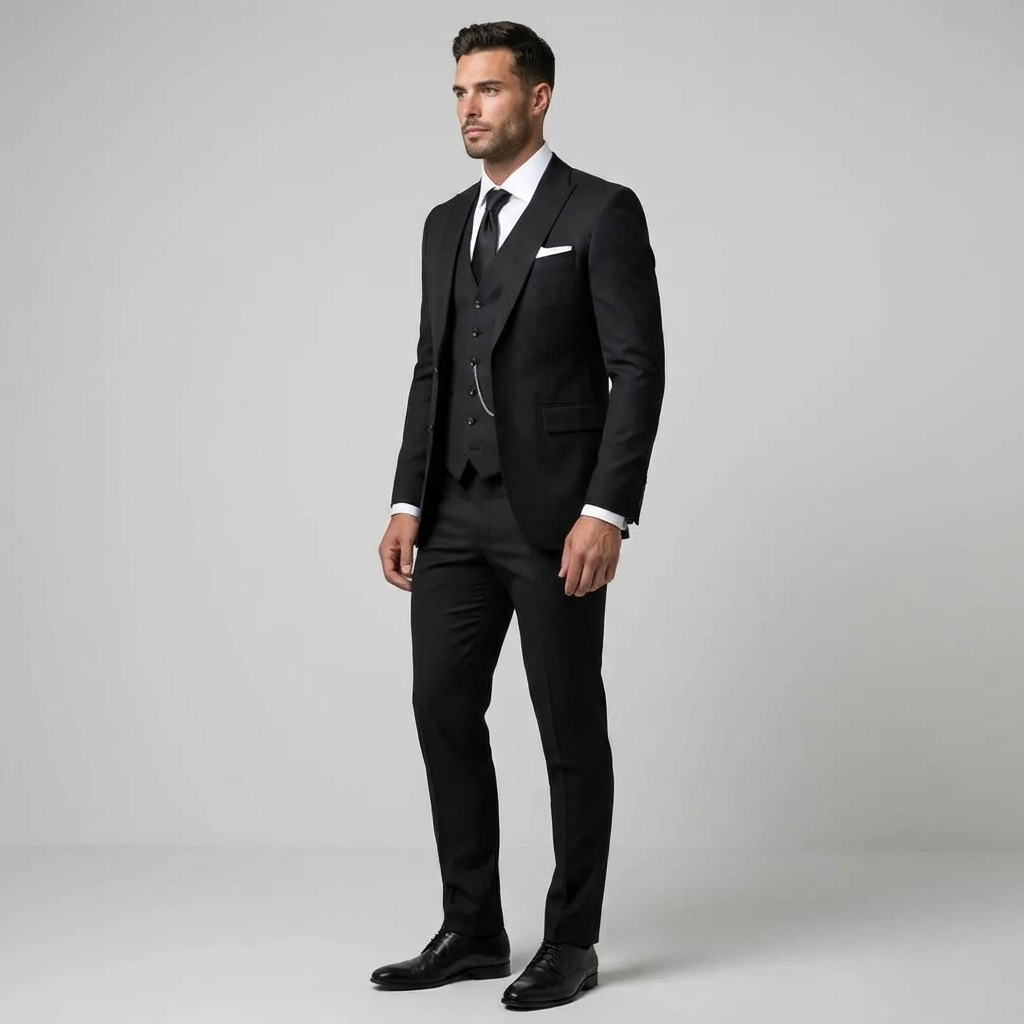 Men's Slim Fit Three-Piece Suit Blend for Weddings and Groomsmen