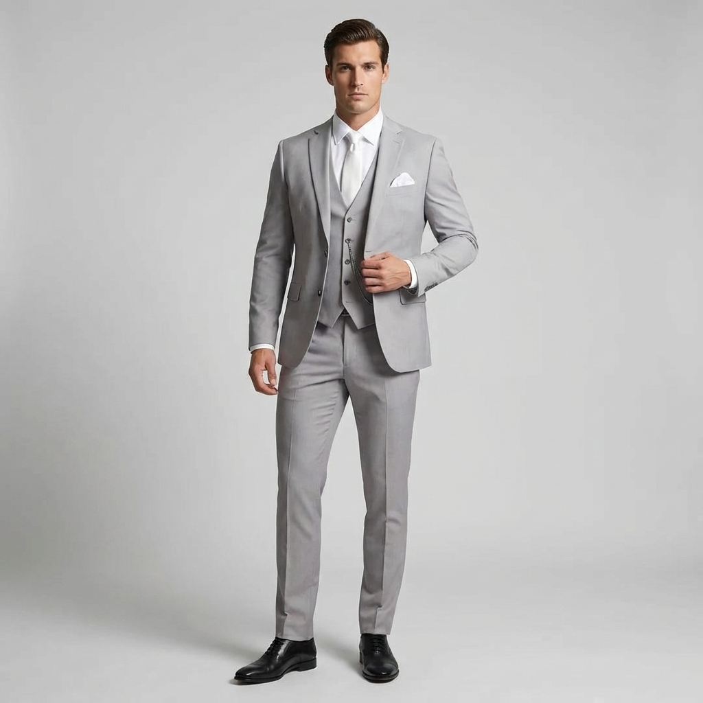 Men's Slim Fit Three-Piece Suit Blend for Weddings and Groomsmen