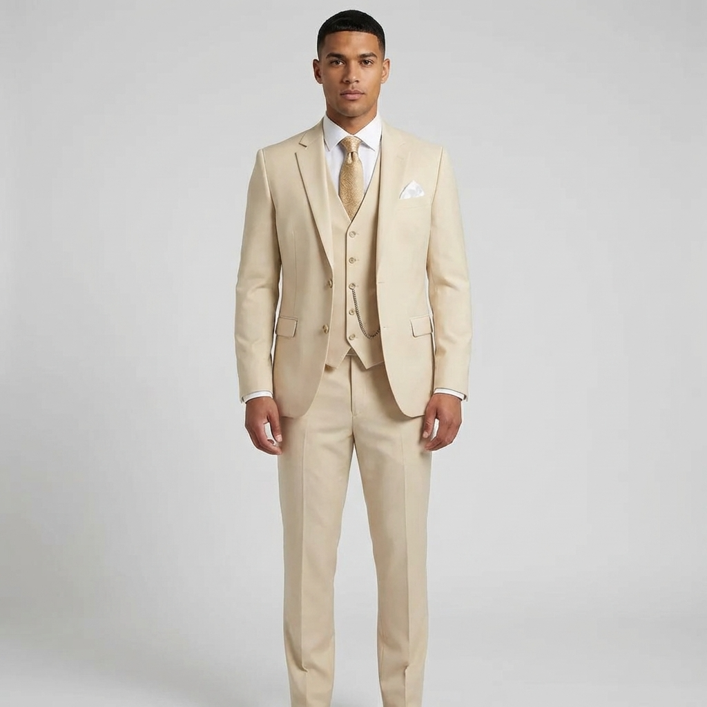 Men's Slim Fit Three-Piece Suit Blend for Weddings and Groomsmen