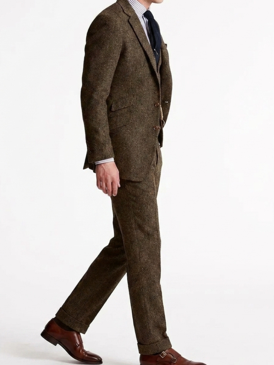 Slim Fit Tweed Suit for Men | 3-Piece Formal Attire for Weddings & Events