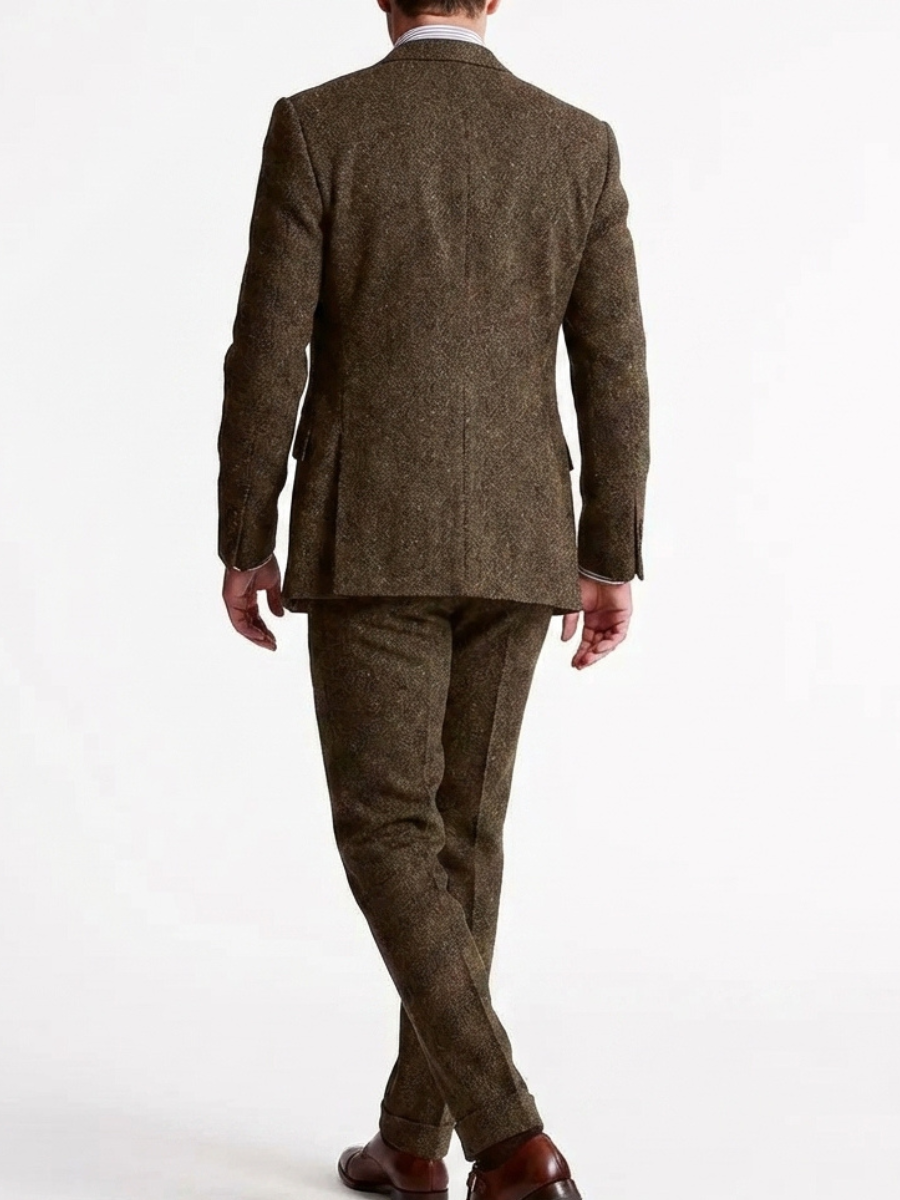 Slim Fit Tweed Suit for Men | 3-Piece Formal Attire for Weddings & Events
